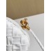 Bottega Veneta Knot Minaudiere On Strap In White Foulard Intreccio Leather Bottega Veneta Knot Minaudiere On Strap In White Foulard Intreccio Leather