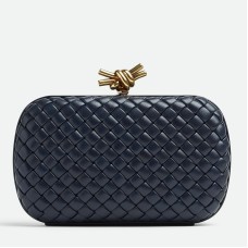 Bottega Veneta Knot Minaudiere Clutch In Space Intrecciato Lambskin