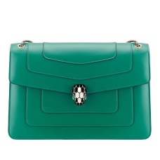 Bvlgari Serpenti Forever Large Shoulder Bag In Green Calfskin