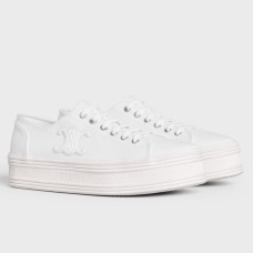 Celine Women's Jane Low-top Sneakers in White Canvas