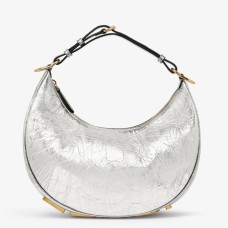 Fendi Fendigraphy Small Hobo Bag In Silver Metallic Leather