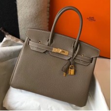 Hermes Birkin 30 Bag in Taupe Grey Clemence Leather with GHW