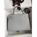 Hermes Kelly Sellier 32 Handmade Bag in Blue Glacier Epsom Calfskin