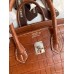 Hermes Birkin 25 Retourne Handmade Bag In Gold Matte Alligator Leather