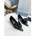 Prada Pumps 45mm in Black Leather with Floral Appliques
