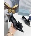 Prada Pumps 45mm in Black Leather with Floral Appliques