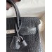 Hermes Birkin 25 Retourne Handmade Bag In Black Matte Alligator Leather