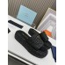 Prada Crochet Flatform Slides in Black Raffia-effect Yarn