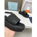 Prada Crochet Flatform Slides in Black Raffia-effect Yarn