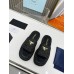 Prada Crochet Flatform Slides in Black Raffia-effect Yarn