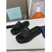 Prada Crochet Flatform Slides in Black Raffia-effect Yarn